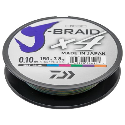 Шнур Daiwa J-Braid X4E 150m Multi Color 5.9kg 0.13mm #1.0 (12745-013)