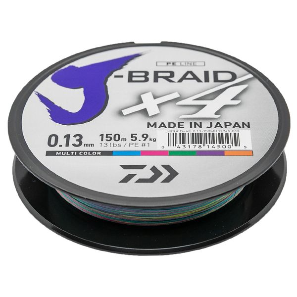 Шнур Daiwa J-Braid X4E 150m Multi Color 8.4kg 0.17mm #1.5 (12745-017)