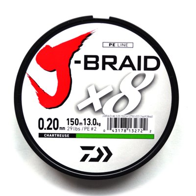 Шнур Daiwa J-Braid X8 0,2mm-150m CHARTREUSE (12750-020)