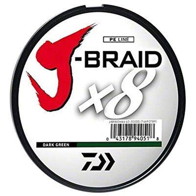 Шнур Daiwa J-Braid X8 150m Dark Green 6.0kg 0.10mm #0.8 (12751-010)