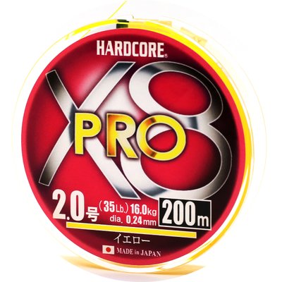 Шнур Duel Hardcore X8 PRO 200m 0.24mm 16.0kg #2.0 (H3887-Y)