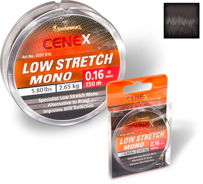 Волосінь Browning Cenex Low Stretch Mono, 0,22 мм, 150 м, 4,85 кг, чорний (2231022)