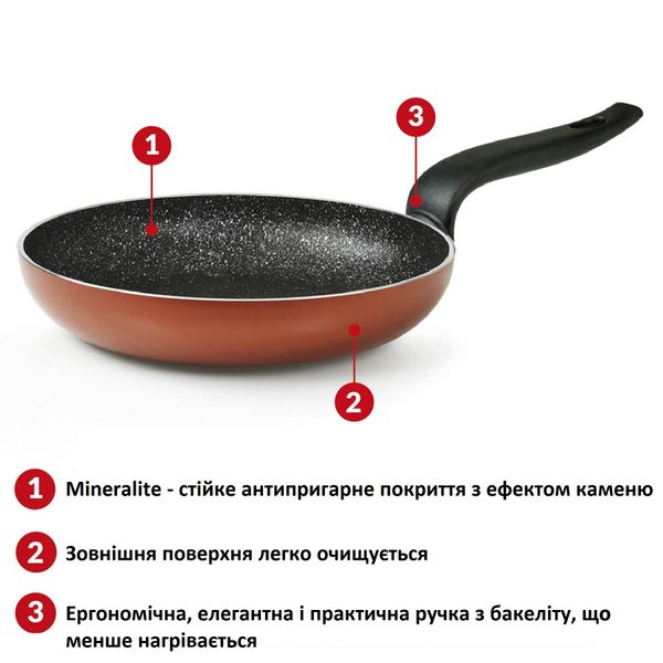 Сковорода ВОК Flonal Pepita Granit 28 см (PGFWO2850), Червоний