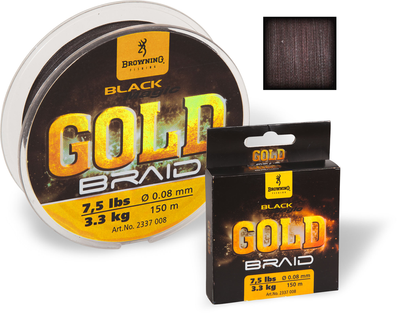 Шнур Browning Black Magic Gold Braid, 0,10 мм, 3,6 кг, 150м, чорний (2337010)
