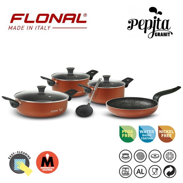 Набор посуды Flonal Pepita Granit 8 предметов (PGFSET08PZ), Черный