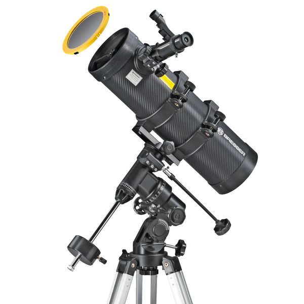 Телескоп Bresser Spica 130/1000 EQ3 Carbon с солнечным фильтром и адаптером для смартфона (4630100), Черный