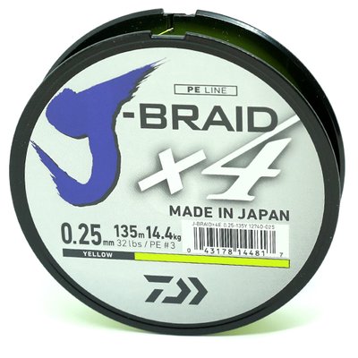 Шнур Daiwa J-Braid X4E 0,25mm-135m yellow (12740-025)