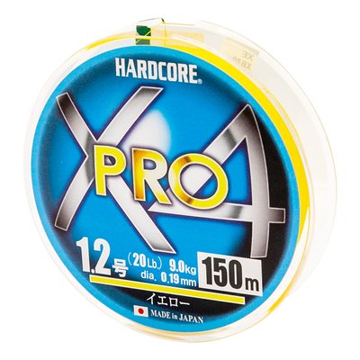 Шнур Duel Hardcore X4 PRO 150m 0.19mm 9.0kg #1.2 (H3864-Y)