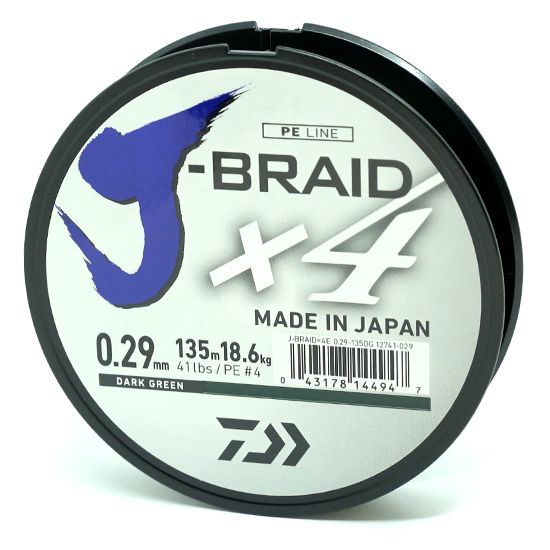 Шнур Daiwa J-Braid X4E Dark Green 135 м. 0.19мм