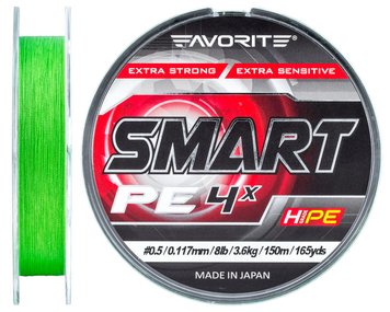 Шнур Favorite Smart PE 4x 150м light green, 0.117, 3,6кг