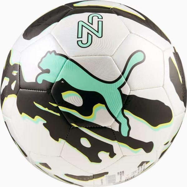 Футбольный мяч Puma Neymar JR Graphic Ball белый, черный, мятный Уни 5