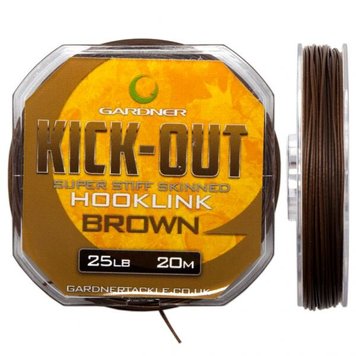 Поводочний матеріал GARDNER KICK-OUT STIFF SKINNED HOOKLINK, 15 lb, 6,8 кг, коричневий (KO15B)