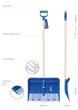 Лопати для прибирання снігу Alpin 2A, 49*140 см.