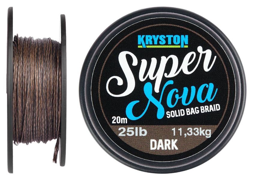 Повідковий матеріал Kryston Super Nova Solid Bag Supple Braid 15lb 20m Dark Silt 50238 фото
