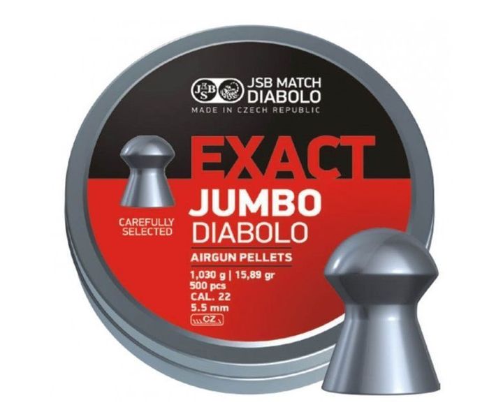 Кулі пневм JSB Exact Jumbo, 5,52 мм , 1,03 г, 500 шт/уп, 14530520