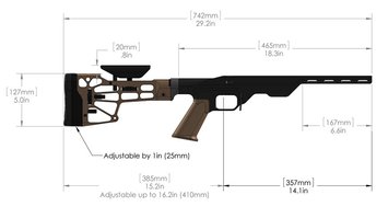 Шасси MDT LSS д/HOWA 1500 LA алюм ц:black, 17280037