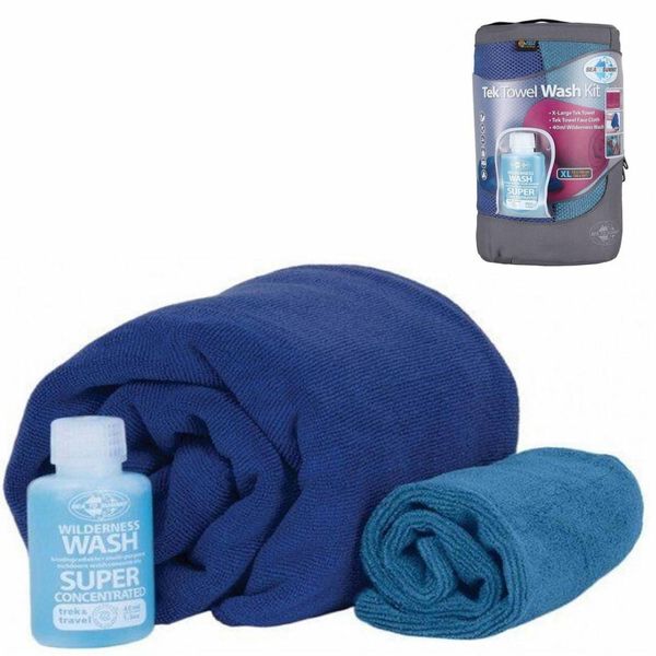 Набор полотенце + шампунь Sea To Summit Tek Towel Wash Kit Cobalt Blue 60 х 120см, STS ATTKITLCO