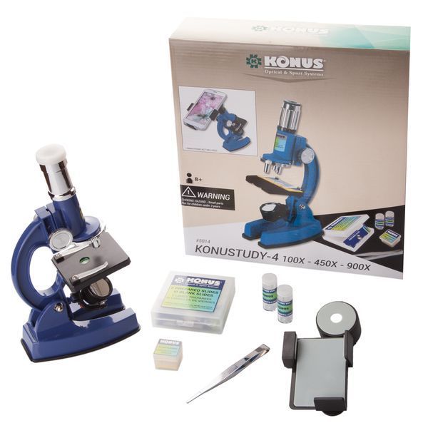 Микроскоп KONUS KONUSTUDY-4 (100x, 450x, 900x) (с адаптером для смартфона)