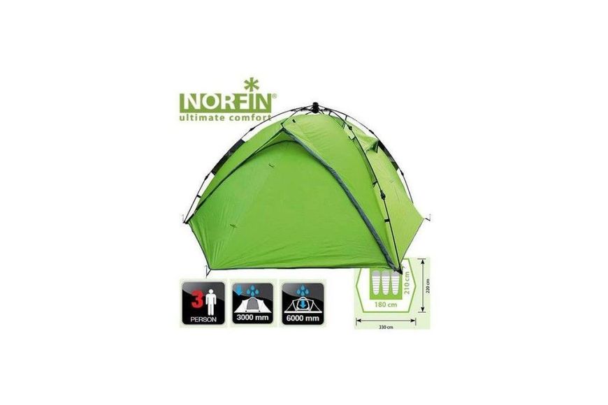 Палатка полуавтоматическая Norfin TENCH 3 3000мм / FG / (70)+190+(70)Х220х120см / NF