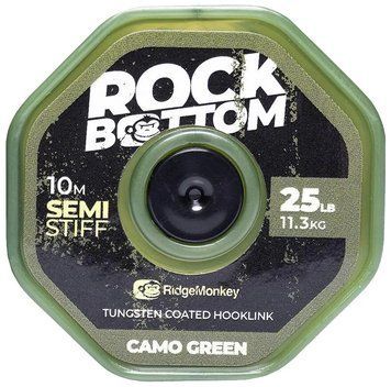 Повідковий матеріал RidgeMonkey Connexion Rock Bottom Tungsten Semi Stiff Coated Hooklink Camo Green 10m 25lb