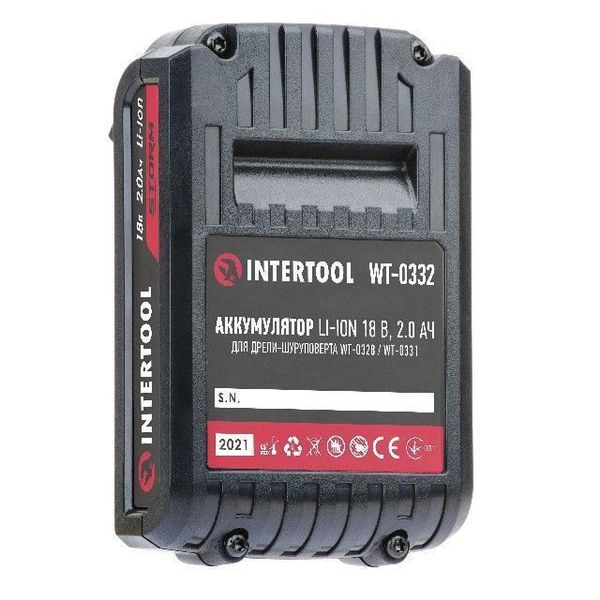 Акумулятор Li-Ion Intertool 18 В 2.0 Ач для дрилі-шуруповерта WT-0328 / WT-0331, WT-0332
