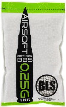 Страйкбольні кульки BLS Precision White 6 мм 0,25 г 1 кг