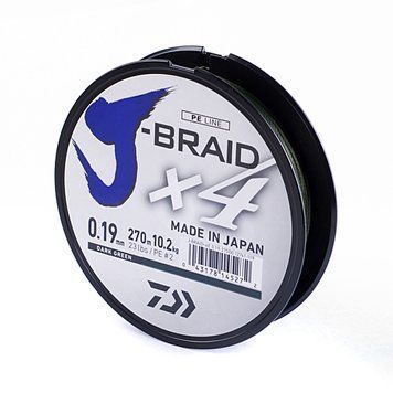 Шнур Daiwa J-Braid X4E 0,19mm-270m Dark Green (12741-119)