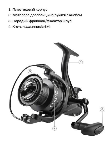 Котушка Brain Classic Carp Baitrunner 4000 4+1BB