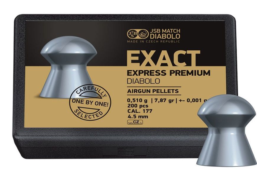 Пули пневм JSB Exact Express Premium, 4,52 мм , 0,51 г, 200 шт/уп, 14530545