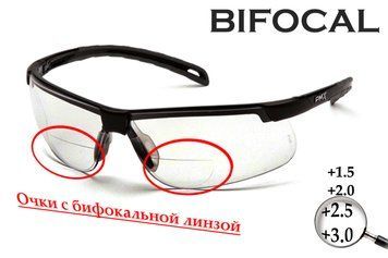Бифокальные защитные очки Pyramex Ever-Lite Bifocal (clear +1.5) Super Anti-Fog H2MAX, прозрачные