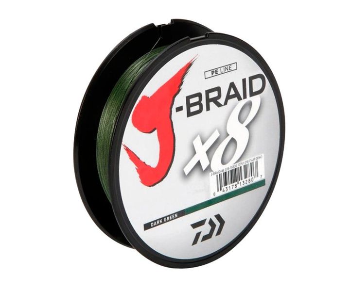 Шнур Daiwa J-Braid X8. 0,13мм. 150м. Dark Green