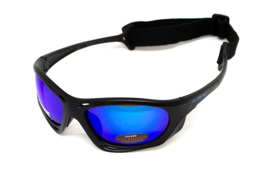 Очки поляризационные BluWater Hydro Polarized (G-Tech&trade; blue) Anti-Fog, синие зеркальные в черной оправе