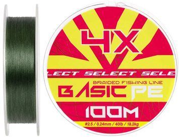 Шнур Select Basic PE Green 100m #2.5/0.24mm 40lb/18.2kg