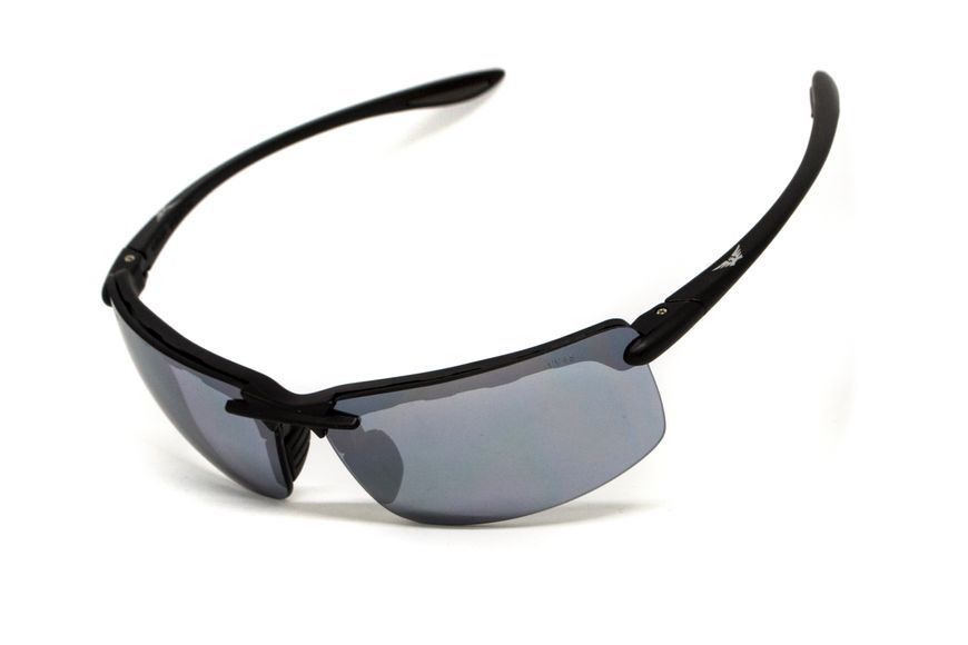 Очки защитные Global Vision Wheelin Black (flash mirror) серые зеркальные линзы в черной оправе