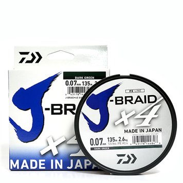 Шнур Daiwa J-Braid X4E 0,10mm 135m Dark Green (12741-010)