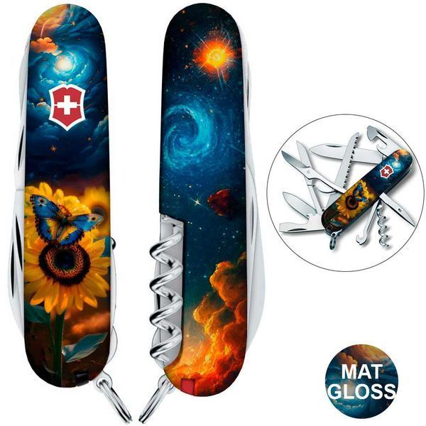 Ексклюзивний складаний ніж Victorinox HUNTSMAN UKRAINE 91мм/16функцій/штопор/ножиці/пилка/гачок/Зоряний метелик