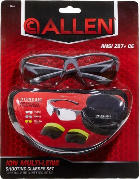 Очки Allen сменные линзы:черный, прозрачный, жёлтый. Чехол