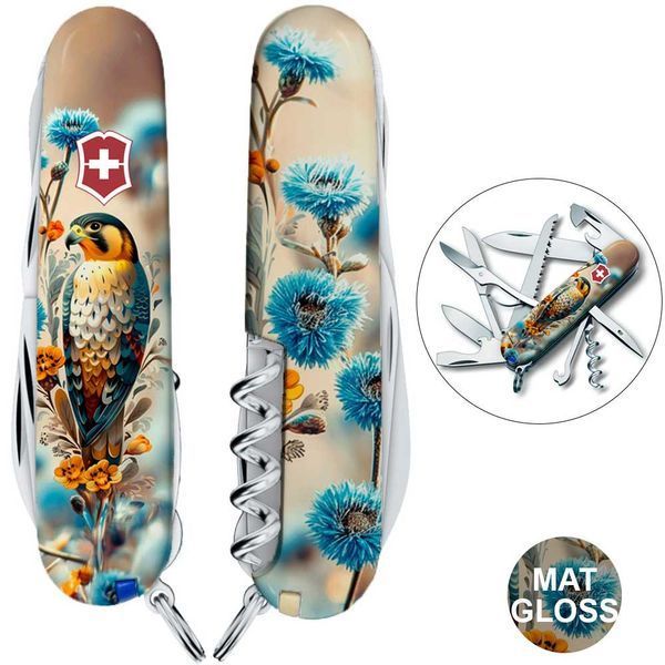 Ексклюзивний складаний ніж Victorinox HUNTSMAN UKRAINE 91мм/16 функцій/штопор/ножиці/пилка/гачок /ШляхетнийСокіл