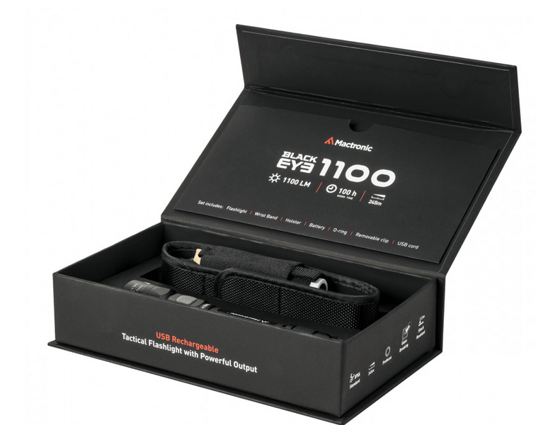 Фонарь тактический Mactronic Black Eye 1100 (1100 Lm) USB Rechargeable (THH0043)
