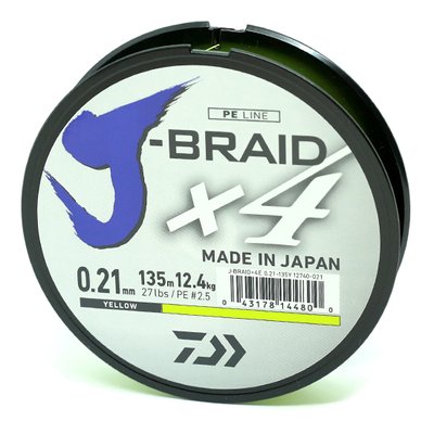Шнур Daiwa J-Braid X4E 0,21mm-135m yellow (12740-021)