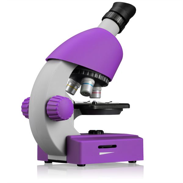 Микроскоп Bresser Junior 40x-640x Purple с набором для опытов и адаптером для смартфона (8851300GSF000)
