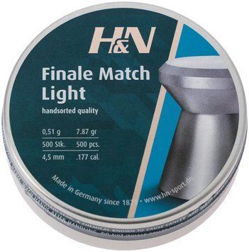 Кулі пневматичні H&N Finale Match Light. Кал. 4.5 мм. Вага - 0.51 г. 500 шт/уп