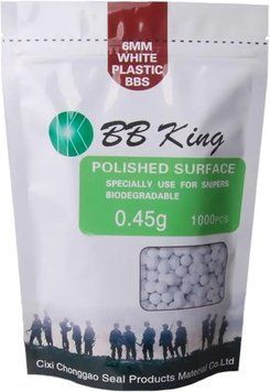 Страйкбольные шарики BB King Biogradable 6 мм 0,45 г 1000 шт/уп