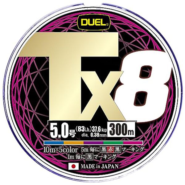 Шнур Duel Tx8 300m 5Color 37.6kg 0.38mm #5.0 (H4347-5C)