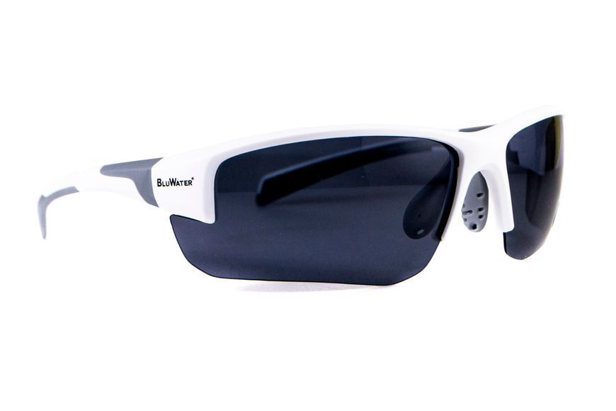 Очки BluWater Samson-3 White Polarized (gray), серые в белой оправе