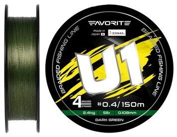 Шнур Favorite U1 4x 150м (dark green) #0.4/0.108mm 5lb/2.4kg
