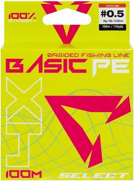 Шнур Select Basic PE Orange 100m #0.5/0.08mm 8lb/4kg