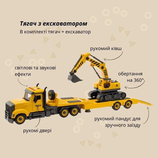 Машинка-конструктор OTAMANKO АВТОКОНСТРУКТОР Грузовик тягач с экскаватором