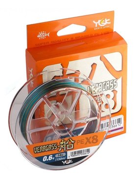 Шнур YGK Veragass Fune X8 - 150m 10m x 5 colors, 0.128, 5,2кг