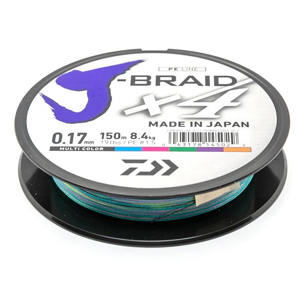 Шнур Daiwa J-Braid X4E 150m Multi Color 8.4kg 0.17mm #1.5 (12745-017)